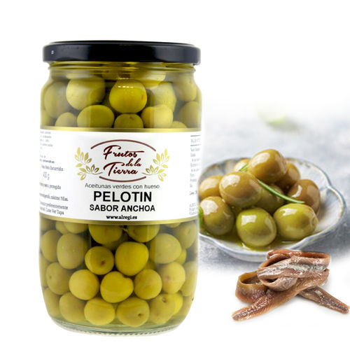 Olives Pelotín anchovy flavor  FRUTOS DE LA TIERRA 730GR
