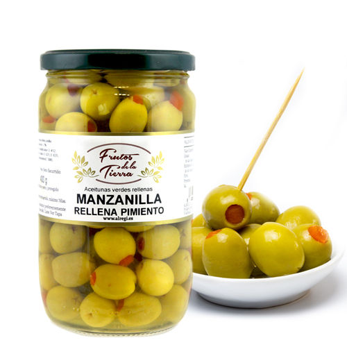 Oliven "Manzanilla" gefüllt mit Pfeffer FRUTOS DE LA TIERRA 730GR