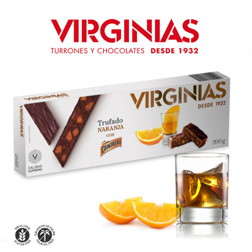 Nougat de truffe au chocolat à l'orange et à la liqueur de Cointreau VIRGINIAS 200 Gr.